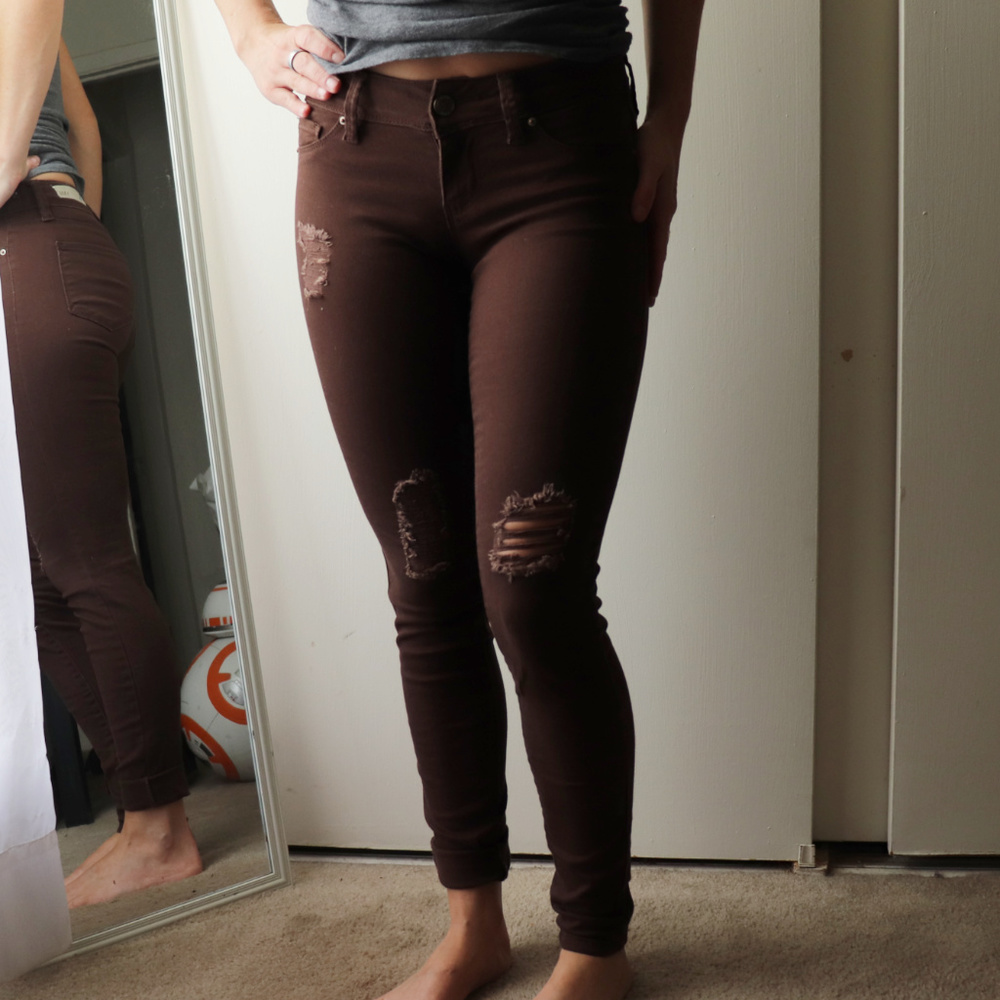YMI | Brown Destroyed Skinny Jeans